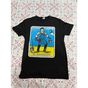 Smart Blanks El Mandilon Loteria Card Graphic T-Shirt Mens Large Black Cotton